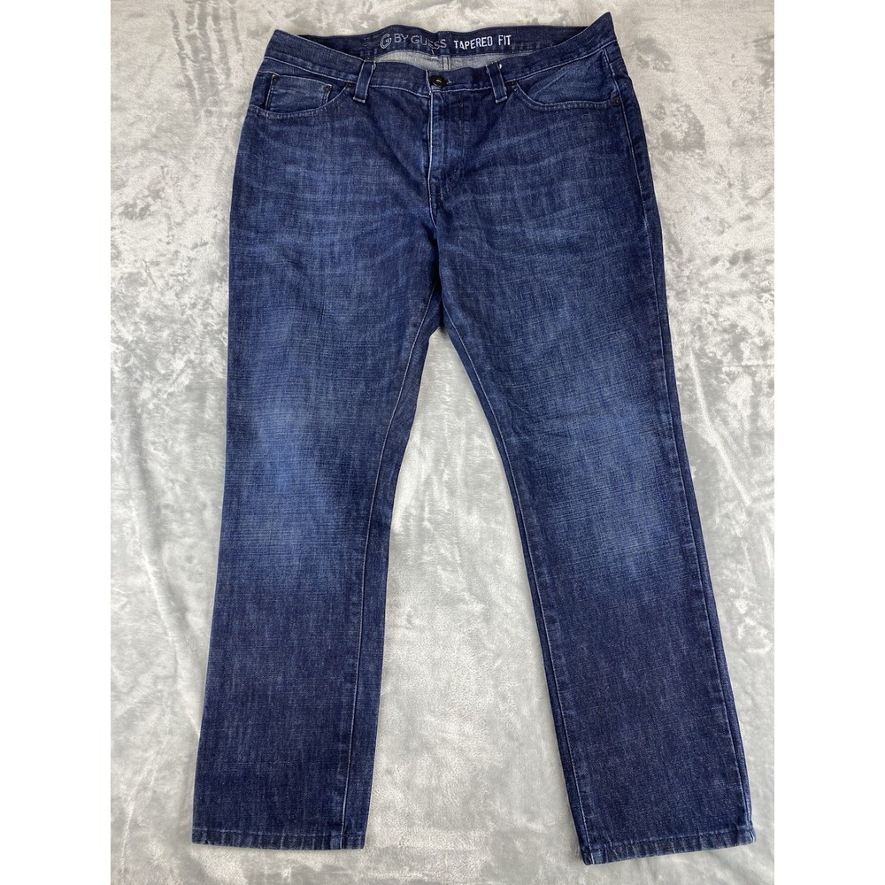 G By Guess Mens Medium Rise Tapered Fit‎ Blue Jeans Size 38